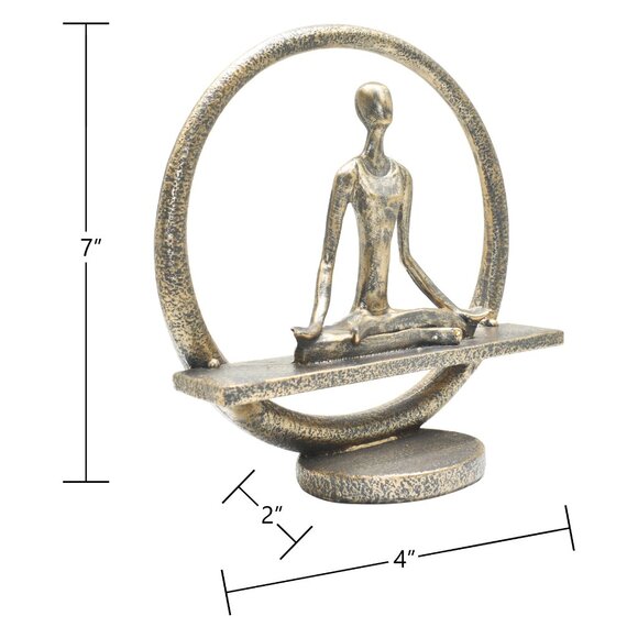 Adam & Friends Home Decor Yoga Meditation Circle Sculpture | 1-Piece | Pewter - Picture 4 of 7